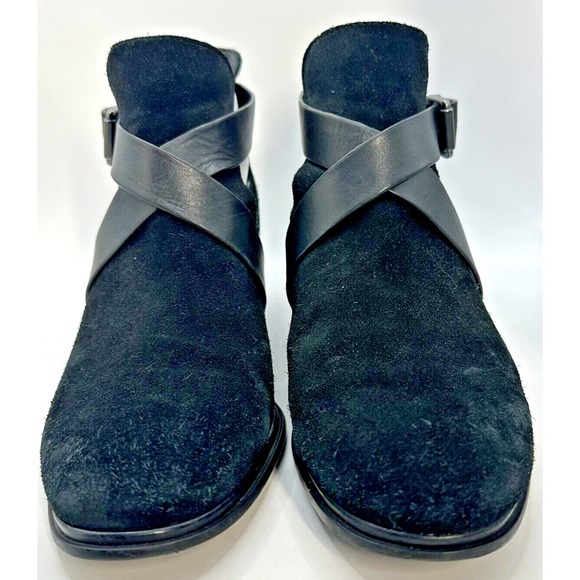 ISOLA DAVAN Ankle Boots Womens 7.5  Black Cutout Buckle Suede Leather Booties - Picture 5 of 9